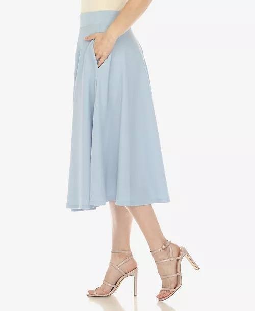 White Mark Flared Midi Skirt with Pockets Baby Blue M NWT $59