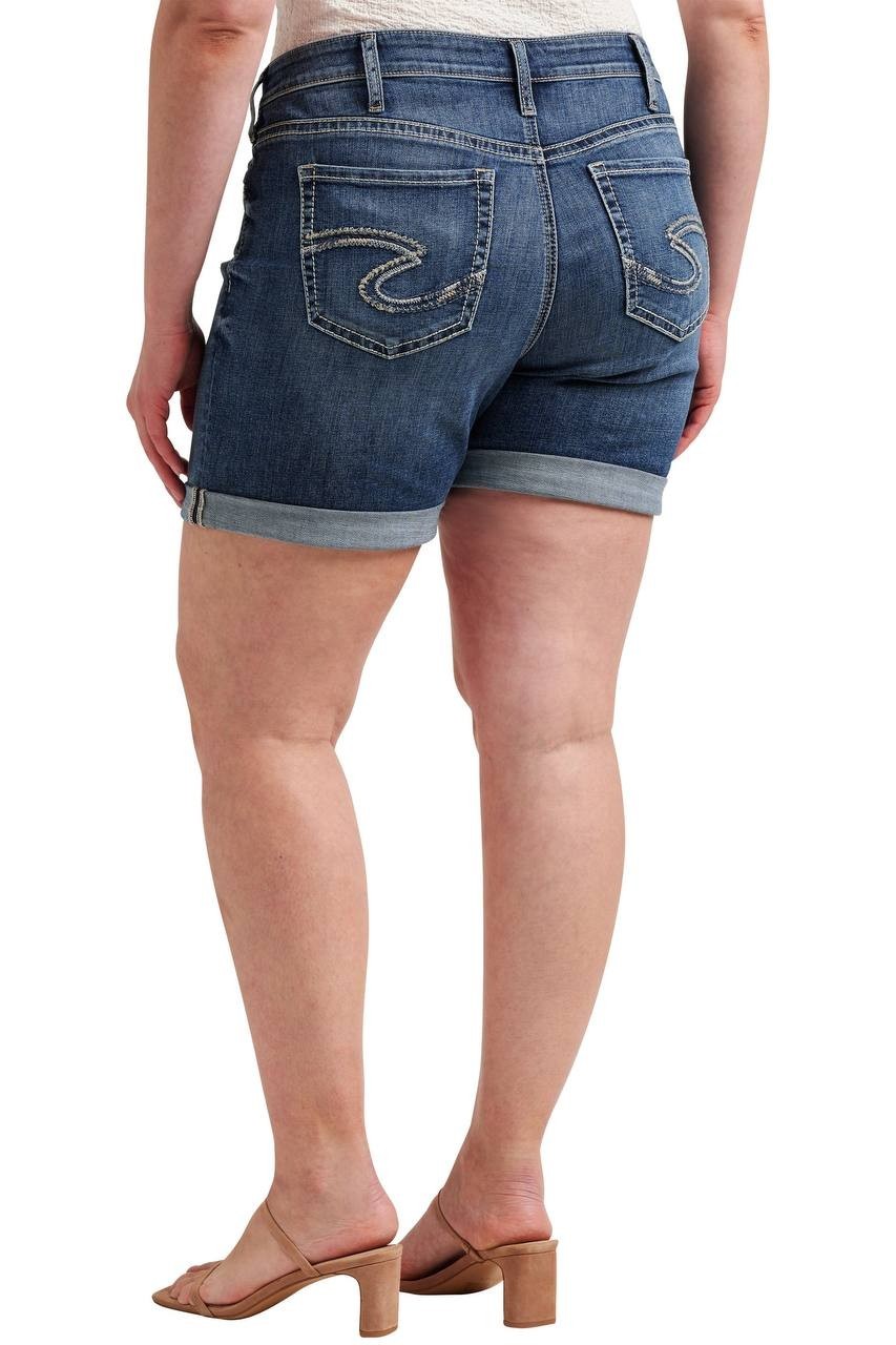 Silver Jeans Boyfriend Mid Rise Shorts Plus Size Indigo 12W NWT $89