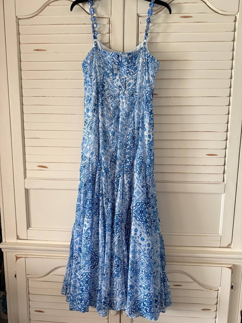 CeCe L'amour Godet Maxi Dress Chainlink Straps, Abstract Print, Size 6, NWT