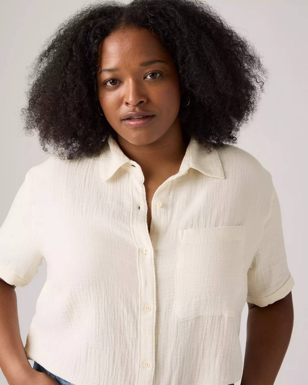 Levi’s Darlene Short Sleeve Shirt Plus Size 1X Whisper White $49.50 NWT