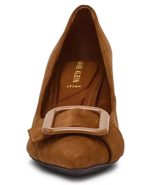 Anne Klein Bentley Pumps 7.5M Cognac Pointed Toe Buckle Block Heel NIB msrp$89