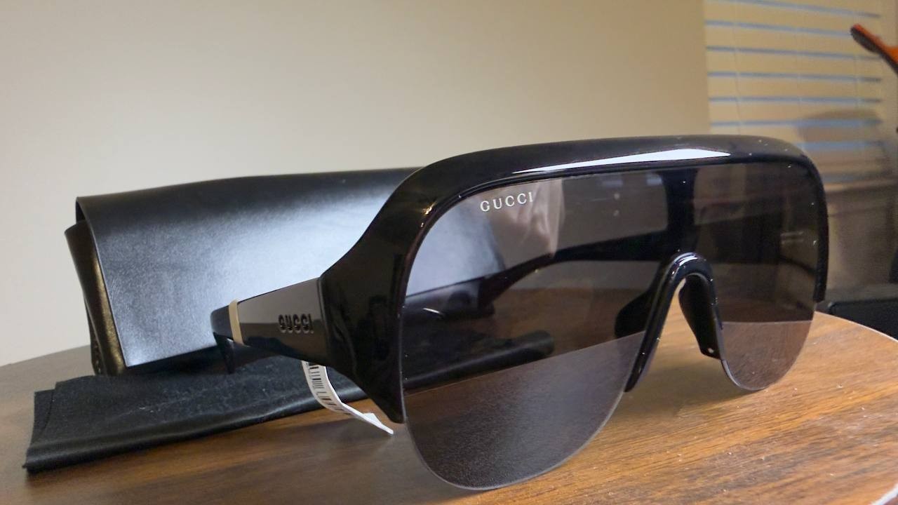 Gucci Women’s 99mm Oversize Shield Sunglasses Black NWT $430