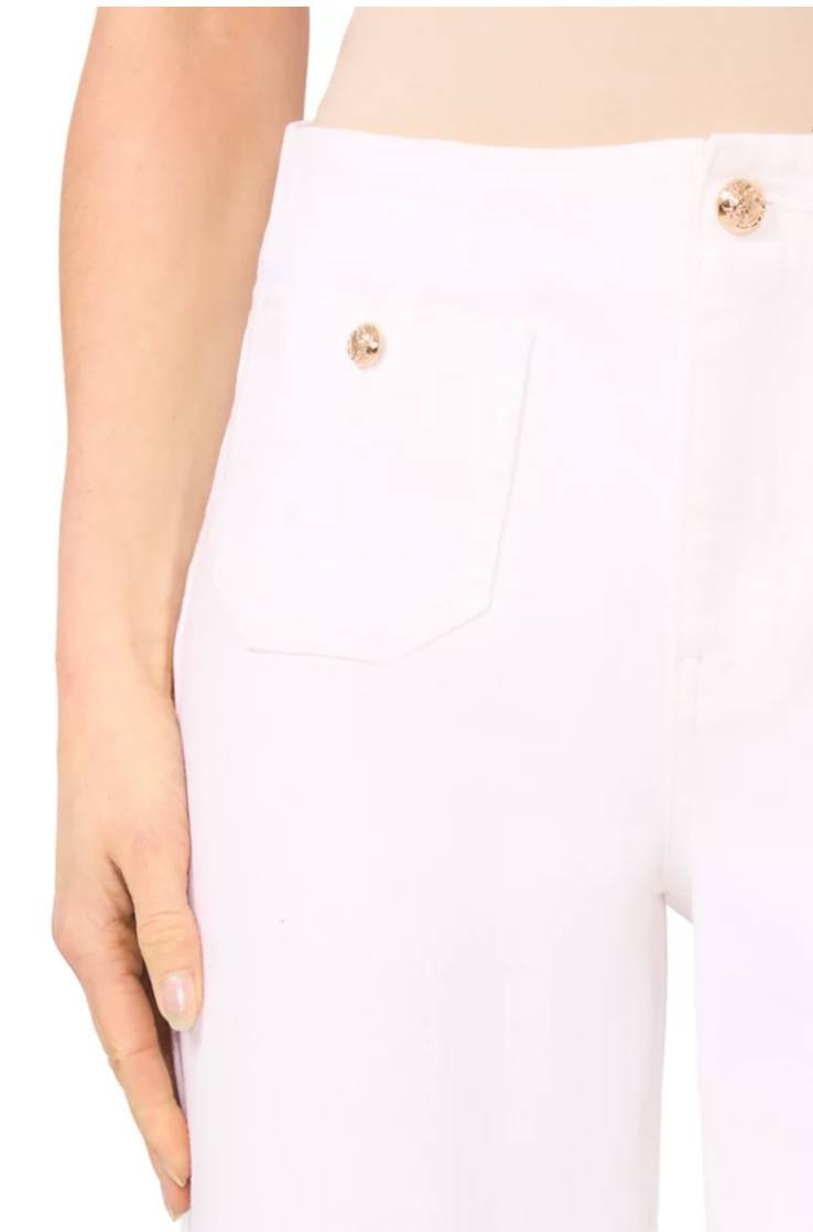 CeCe Front‑Pocket Wide‑Leg White Denim Jeans – Size 6 – NWT – $119