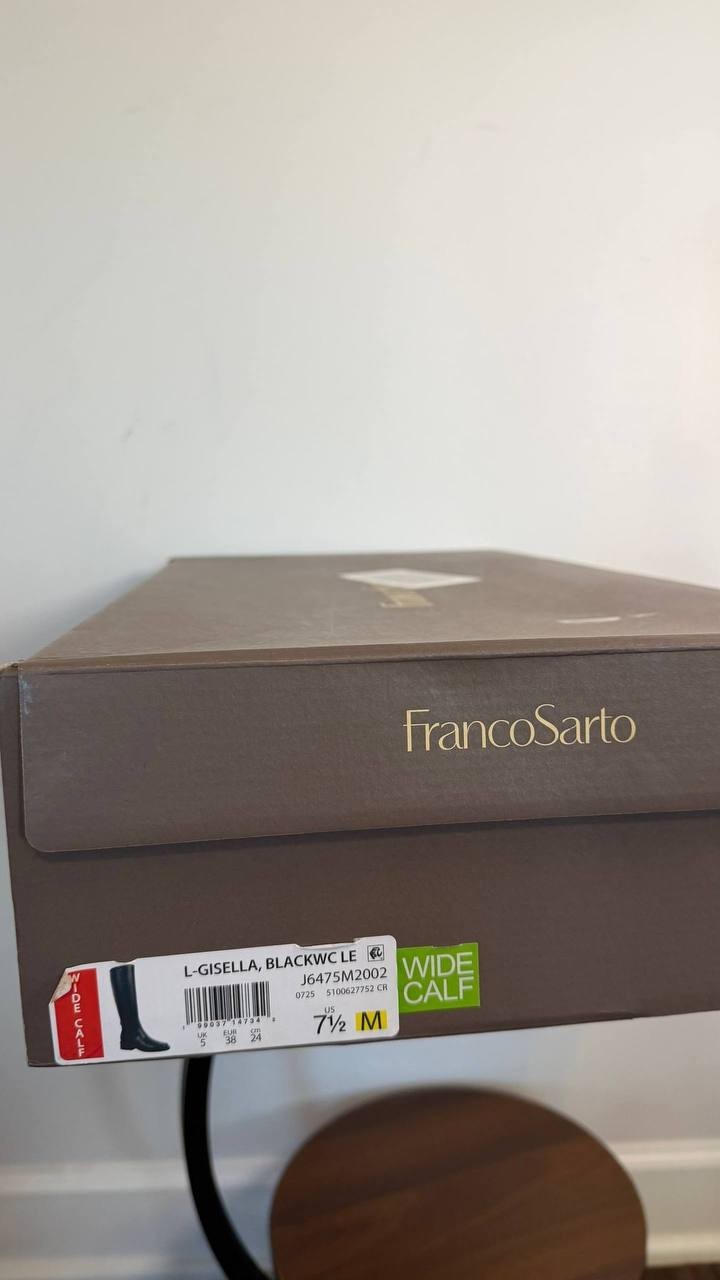 Franco Sarto Gisella Knee High Boots Black 7.5M Leather $225 NWB