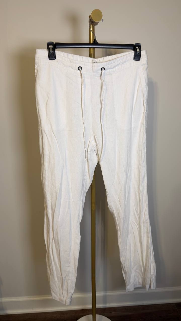 Alex & Jordan White Drawstring Relaxed Pants  White L NWT $49
