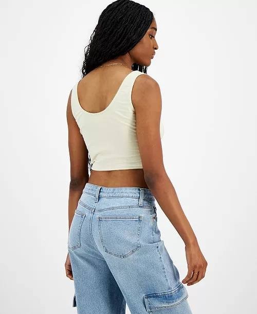 Grayson Threads Pink Floyd Cropped Tank Top - Juniors L, Beige, NWT Graphic