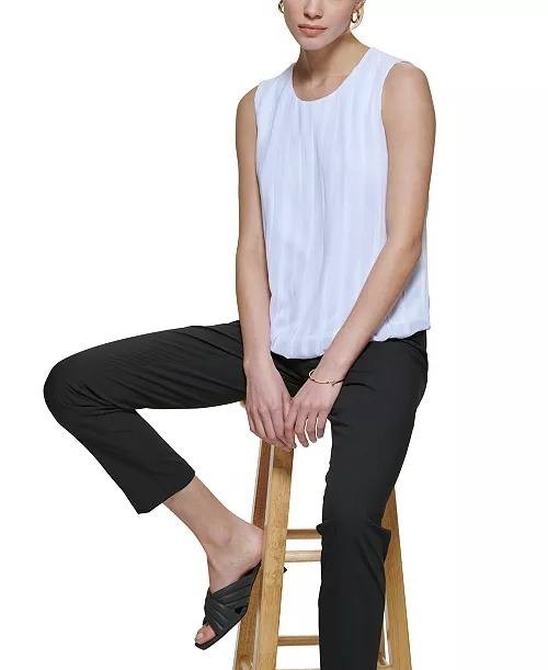 Calvin Klein Women’s Sleeveless Pleated Blouse White S NWT $69