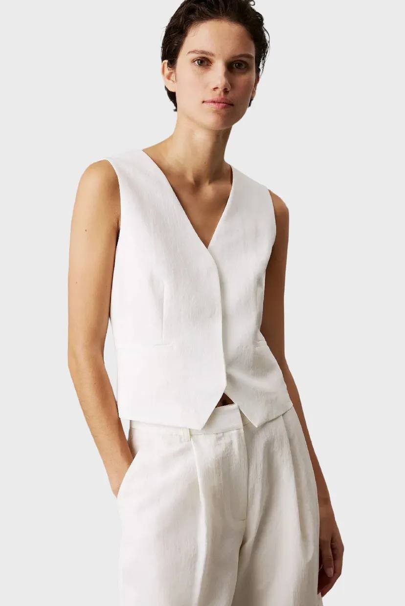 Calvin Klein Tech Texture Vest White Size 10 $129 NWT