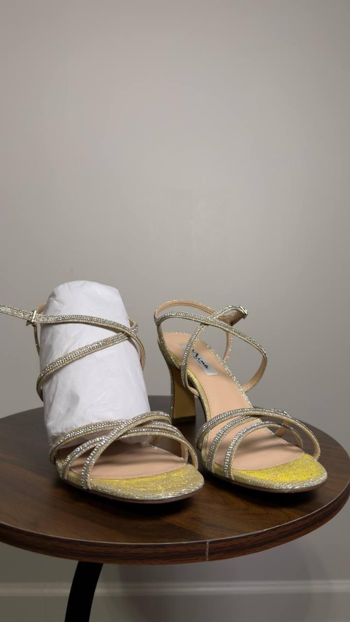 Nina  Dress  Sandals  Platino  Luna  Shine  9.5  M  New  $99