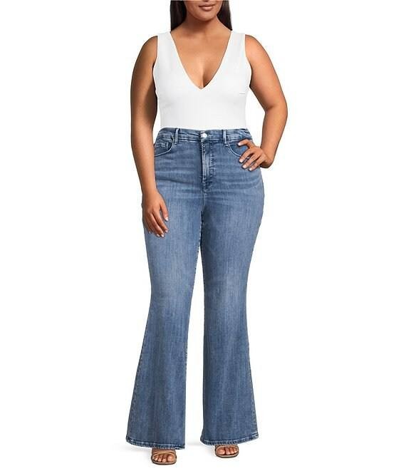 Good American Plus Size Good Legs Mid Rise Flare Jeans Indigo 16 NWT $128