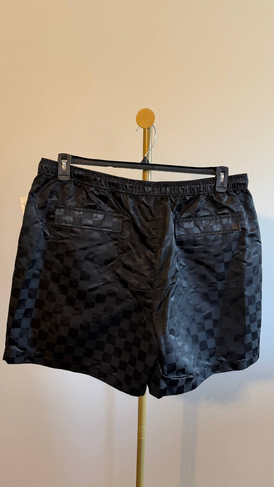 Mode of One Men’s Checker Jacquard Drawstring Shorts Black XXL NWT