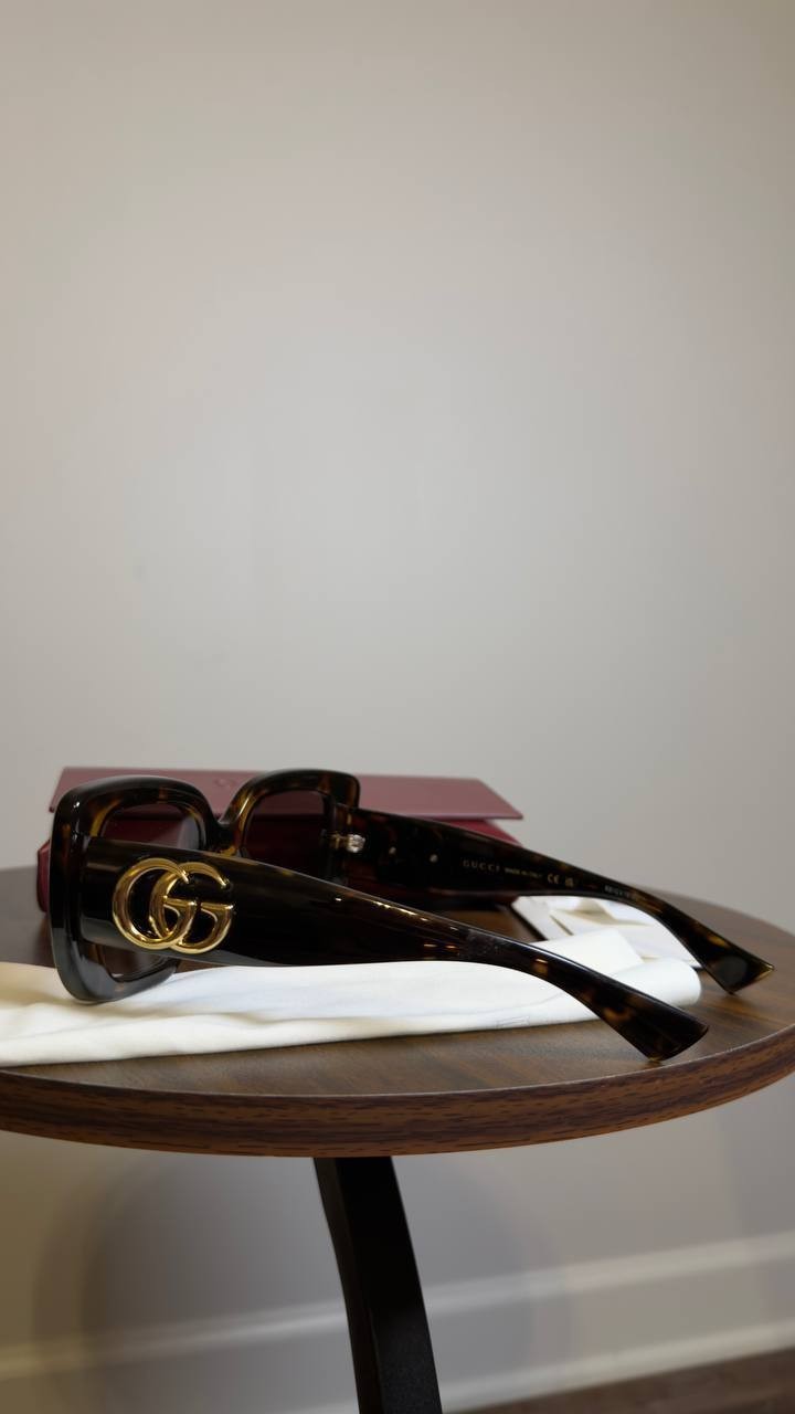 Gucci Rectangle Sunglasses Tortoise OS NWT $430.00