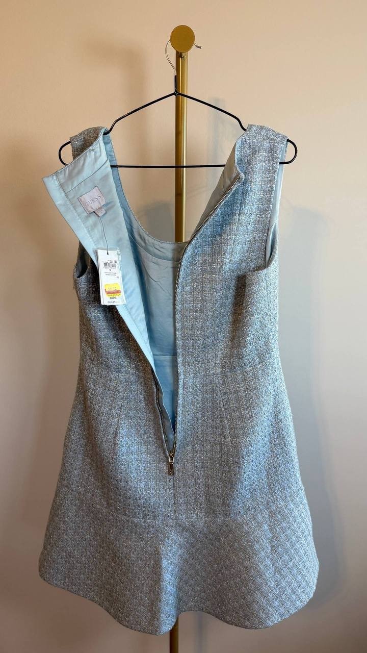 Guess Eco Daphnee Tweed Dress Blue Size M NWT $178