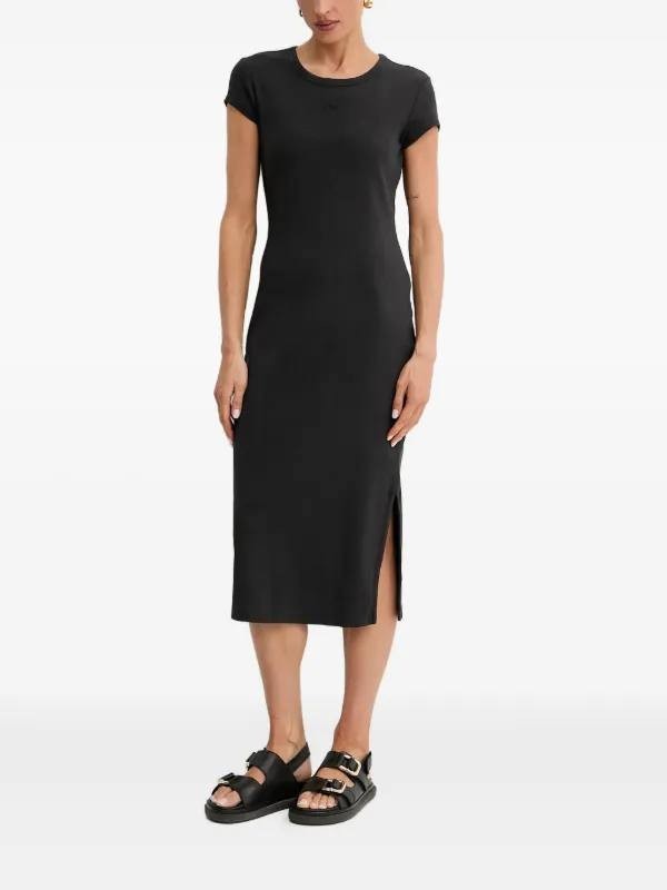 BOSS Ribbed Open-Back Midi Dress Size S Black NWT $118