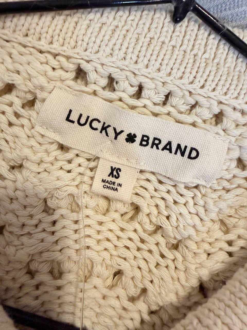 Lucky Brand Short Sleeve Cropped Button‑Up Sweater – Size XS – NWT