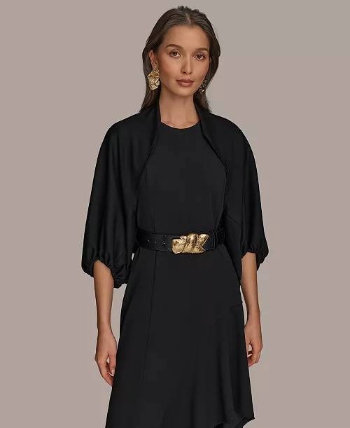 Donna Karan New York Open‑Front Puff‑Sleeve Shrug – Size L – NWT