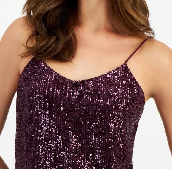 Anne Klein Sparkling Purple Sequin Camisole – Size L – NWT – $69