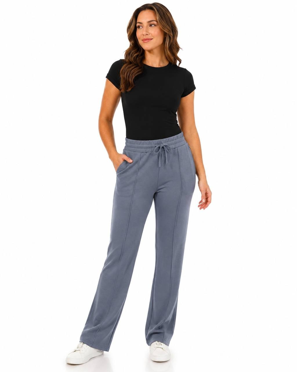 Jessica Simpson Softsculpt Pintuck Wide‑Leg Pants Grey M NWT $25