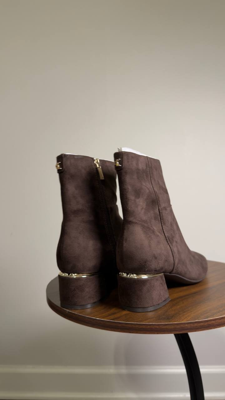 Calvin  Klein   Block  Heel  Ankle  Booties  Brown  Man‑Made  7M  New  $129