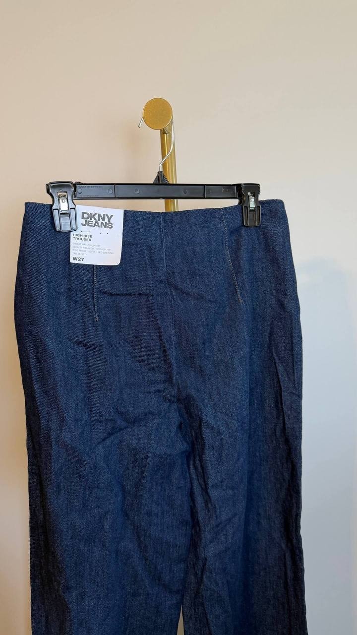 DKNY Jeans Wide Leg Denim Trousers Carmine Classic Fit Size27 NWT$119 damage zip