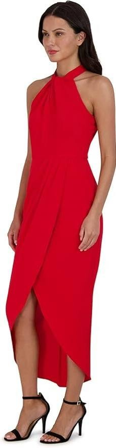 Julia Jordan Women’s Knot‑Neck Tulip Hem Halter Dress Red 8 $119 NWT