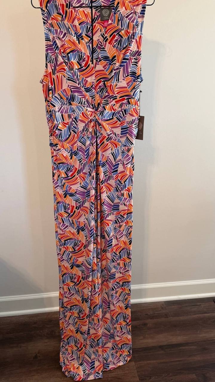 Vince Camuto Women’s Printed Halter‑Neck Jumpsuit Multicolor XL $138 NWT