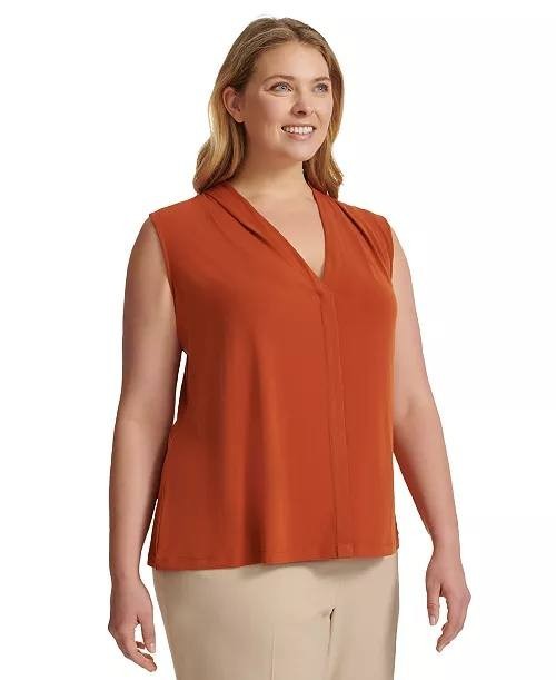 Calvin Klein Plus V-Neck Sleeveless Top – Size XL – NWT – Solid Stretch Knit