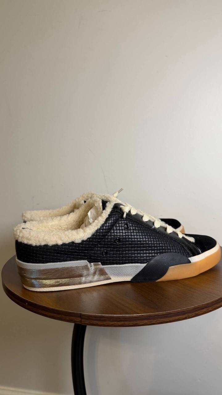 Dolce Vita Zantel Slip‑On Mule Sneakers Black Faux Fur Women’s 9.5 NWB $125