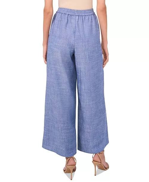 Parker The Rosalie Drawstring Wide-Leg Chambray Pants Blue M $99 NWT