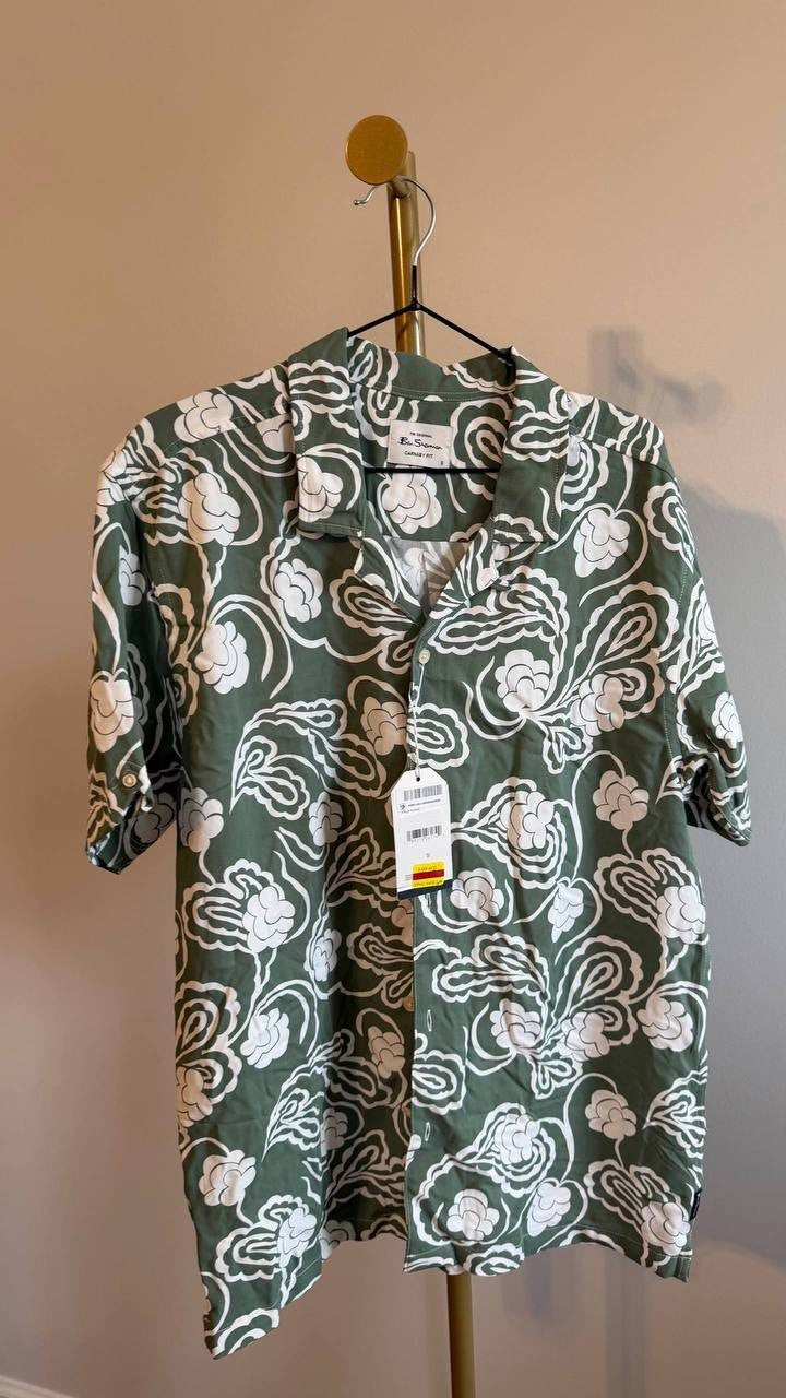 Ben Sherman Men’s Paisley Swirl Print Short Sleeve Shirt S $115 NWT