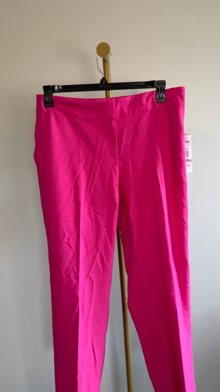 Le Suit Notch‑Lapel Mid‑Rise 2‑Piece Pantsuit 12P Lipstick NWT $235