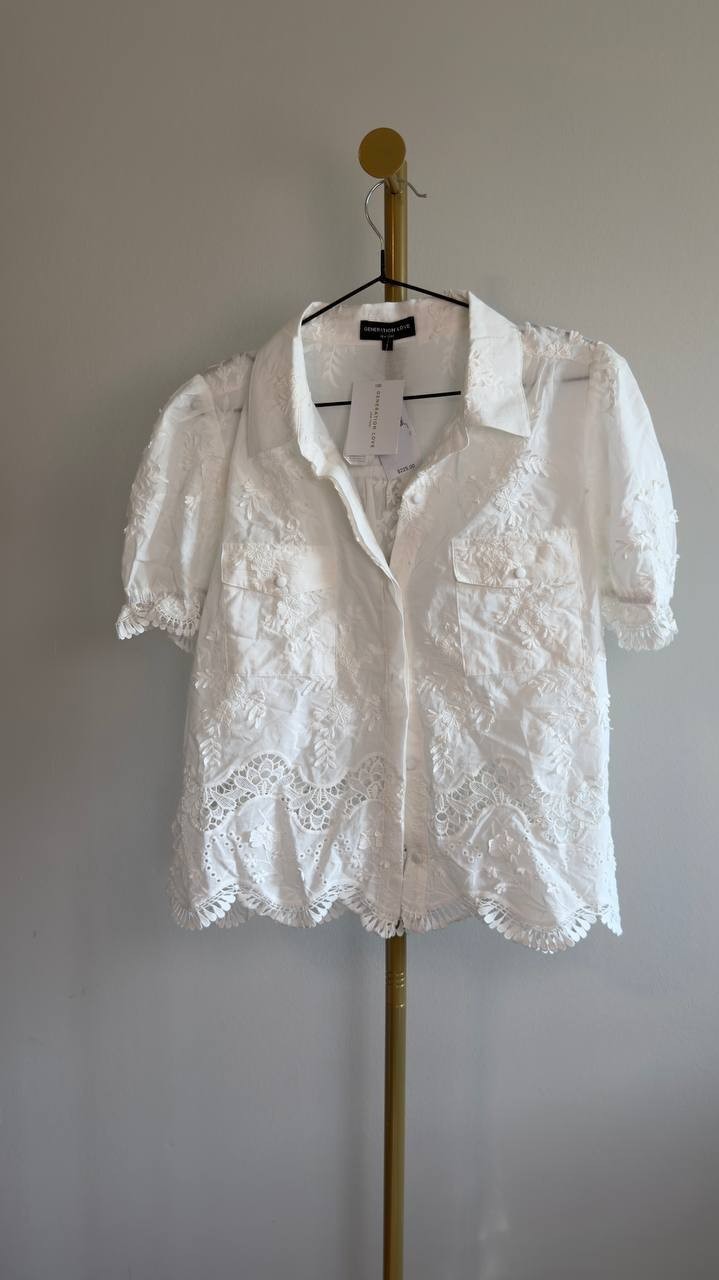 Generation Love Mina 3D Voile Shirt L White NWT $225