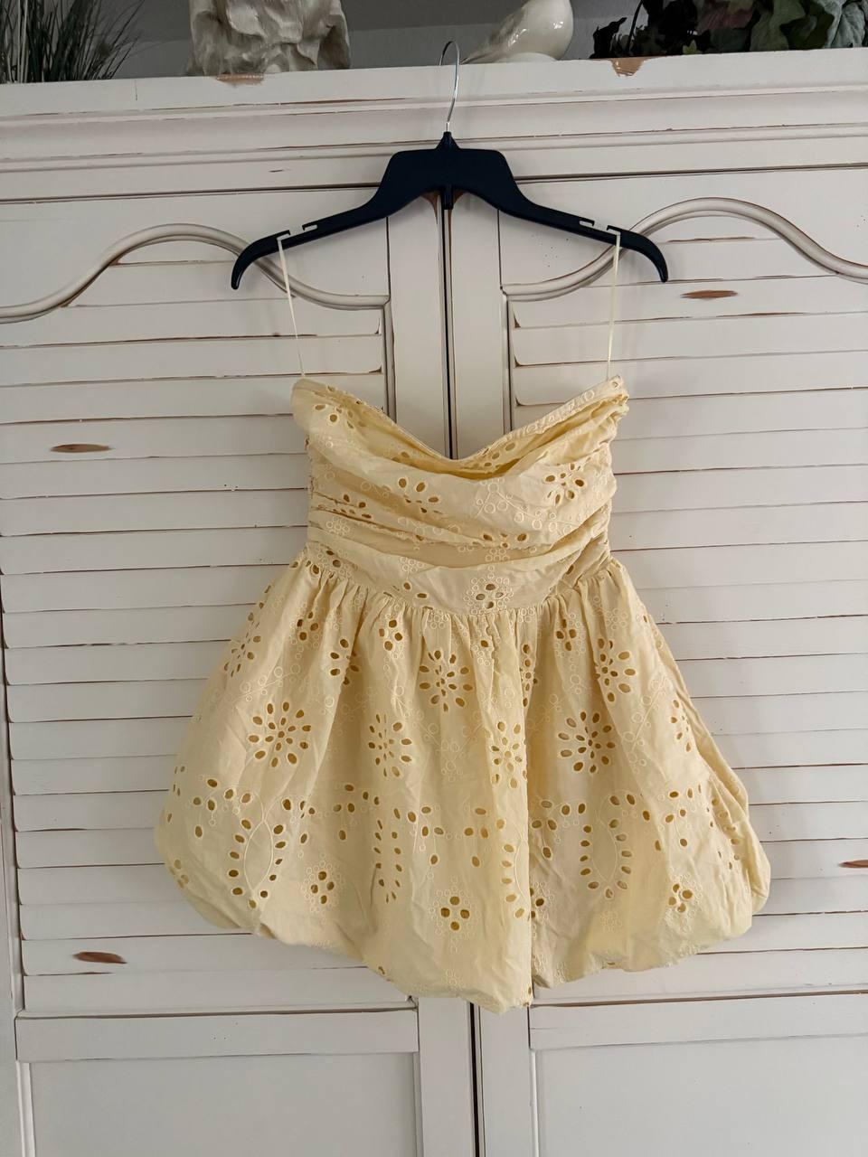 And Now This Eyelet Strapless Mini Dress – Double Cream, Size XXS