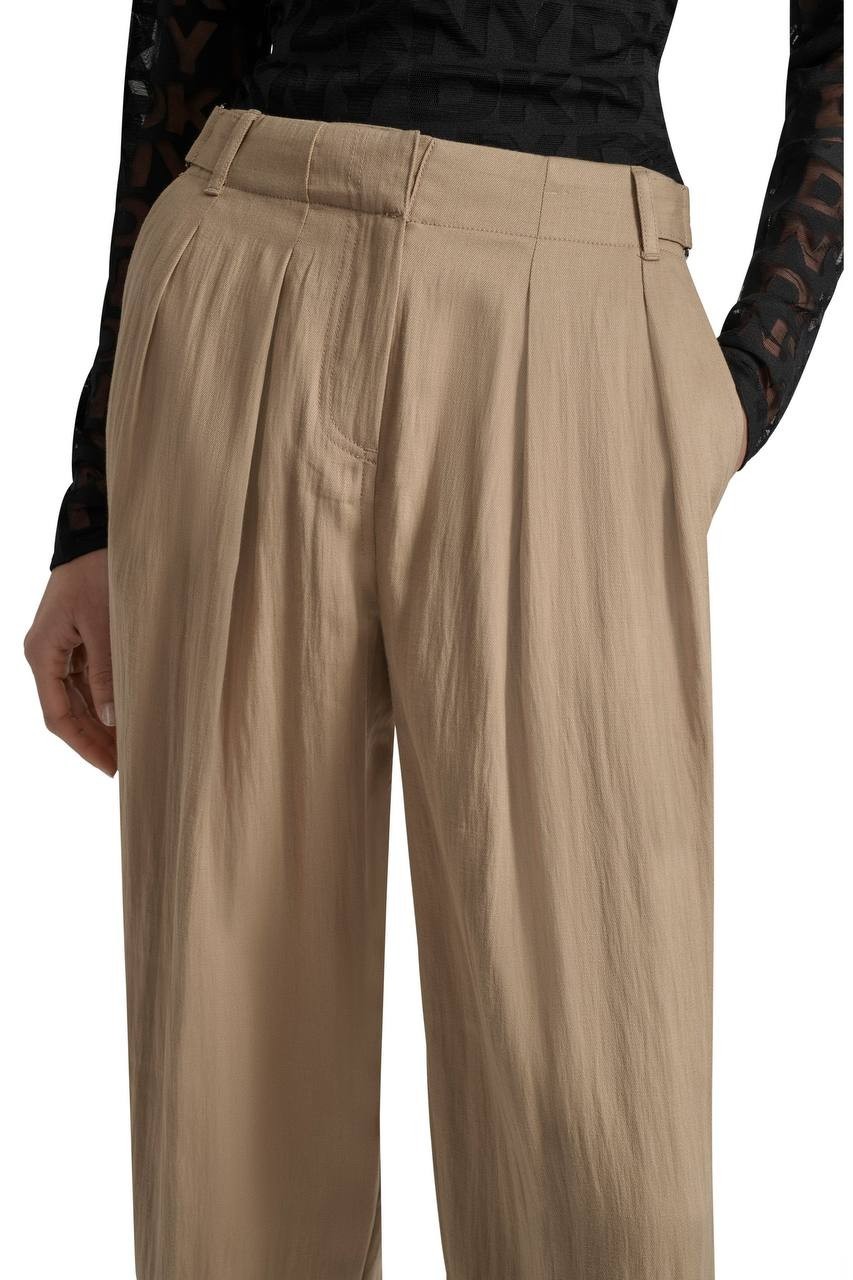DKNY Weathered Twill Pleated Pants Travertine 12 NWT $99