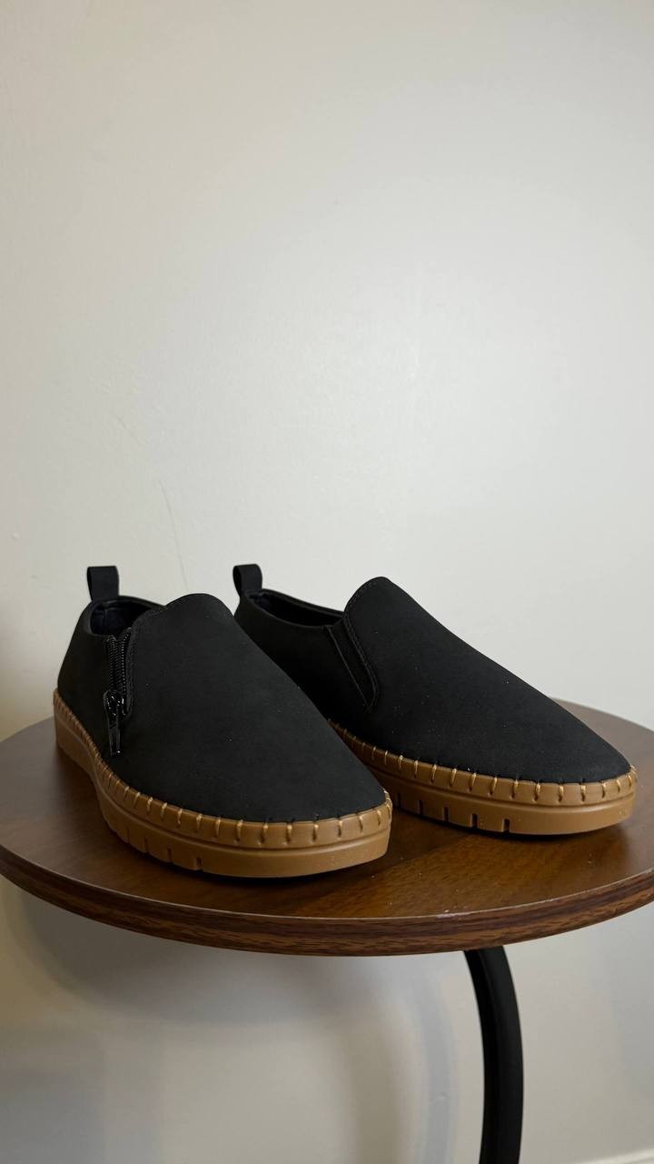 Easy Street Astoria Flats 7M Black Zip‑Up Comfort Stretch Round Toe NIB msrp$65