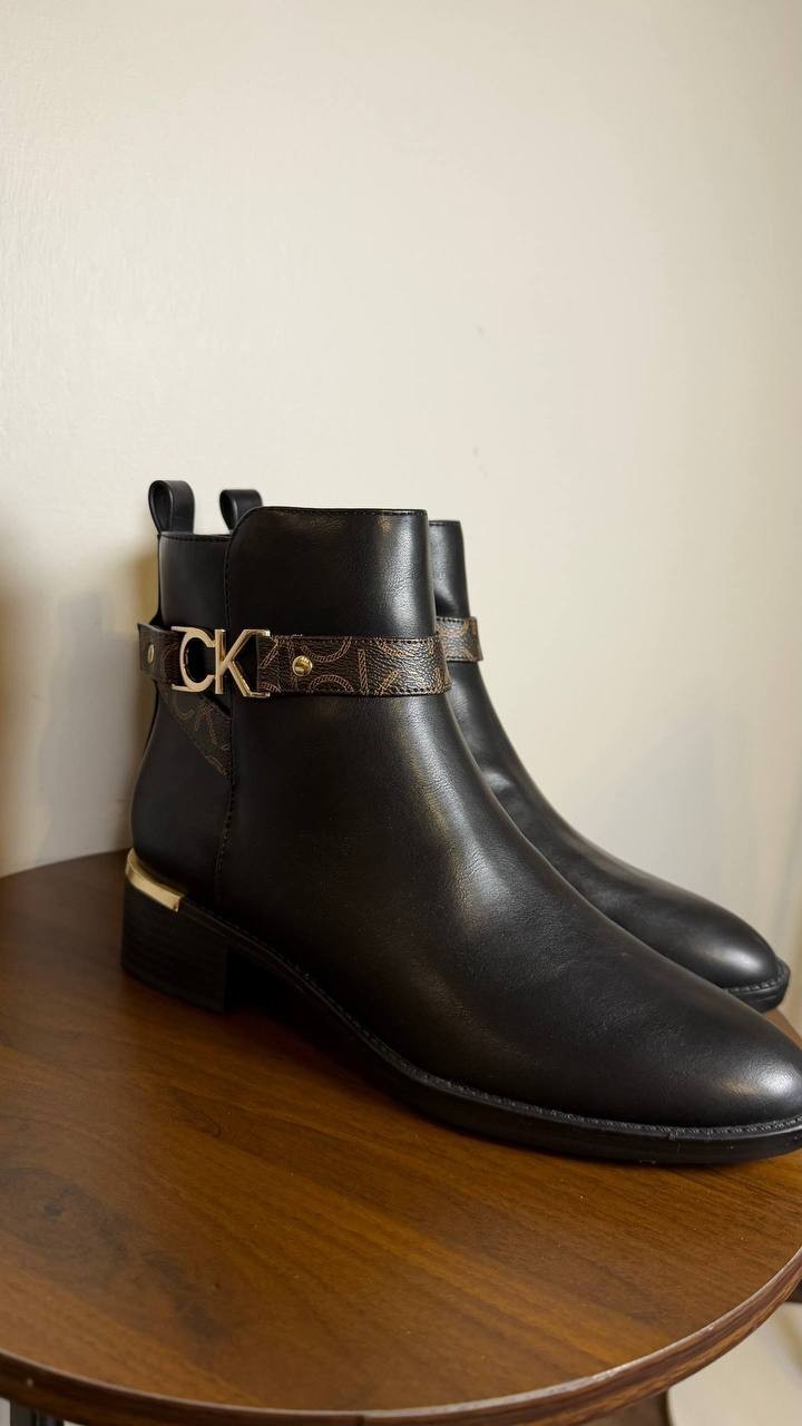 Calvin Klein Block Heel Booties 7M Black MSRP $139 New (No Box)