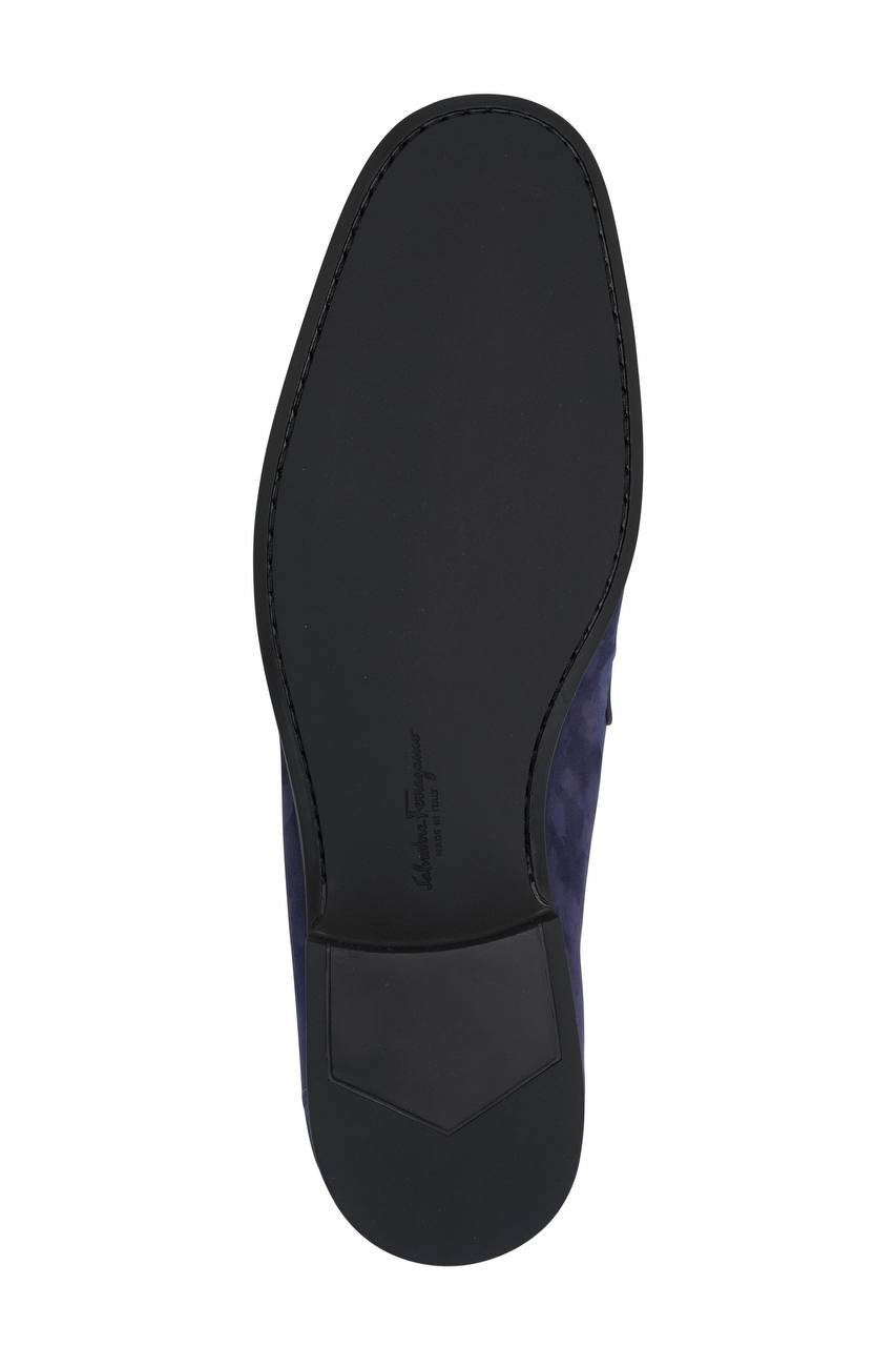 Ferragamo  Gancini  Loafers  Blue  Suede  8.5  New  in  Box  $950