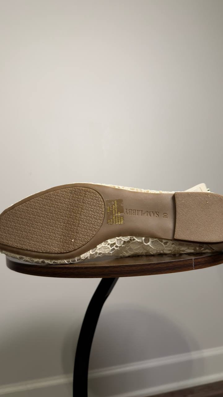 Sam  &  Libby  Mary  Jane  Flats  Cream  10  New