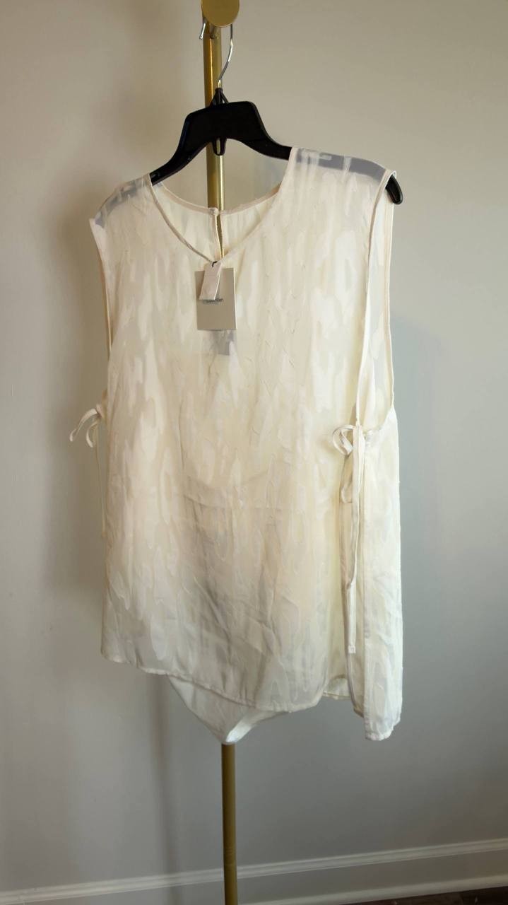 Calvin Klein Sleeveless Burnout Blouse White XL NWT $99