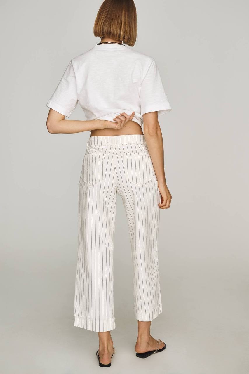 Sanctuary The Marine Mid‑Rise Crop Pants Bleached White Stripe 28 NWT $129