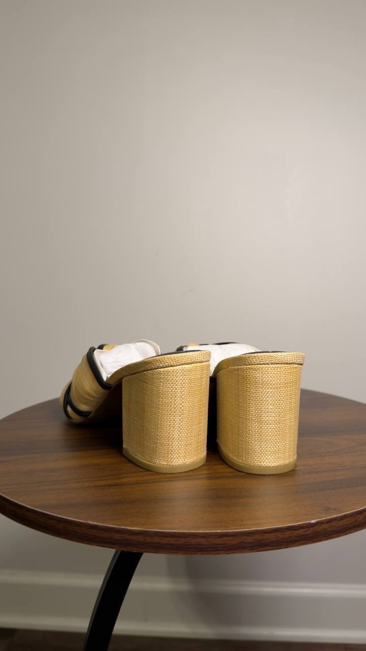 MIA  Shoes   Block  Heel  Sandals  Natural/Black  7M  New  $60