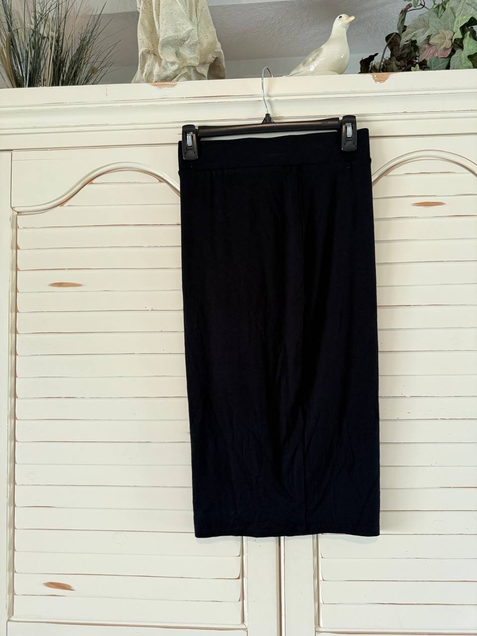 Bar III Skirt PM Black Petite Knit Midi Pencil High Rise Pull-On Stretch NWT