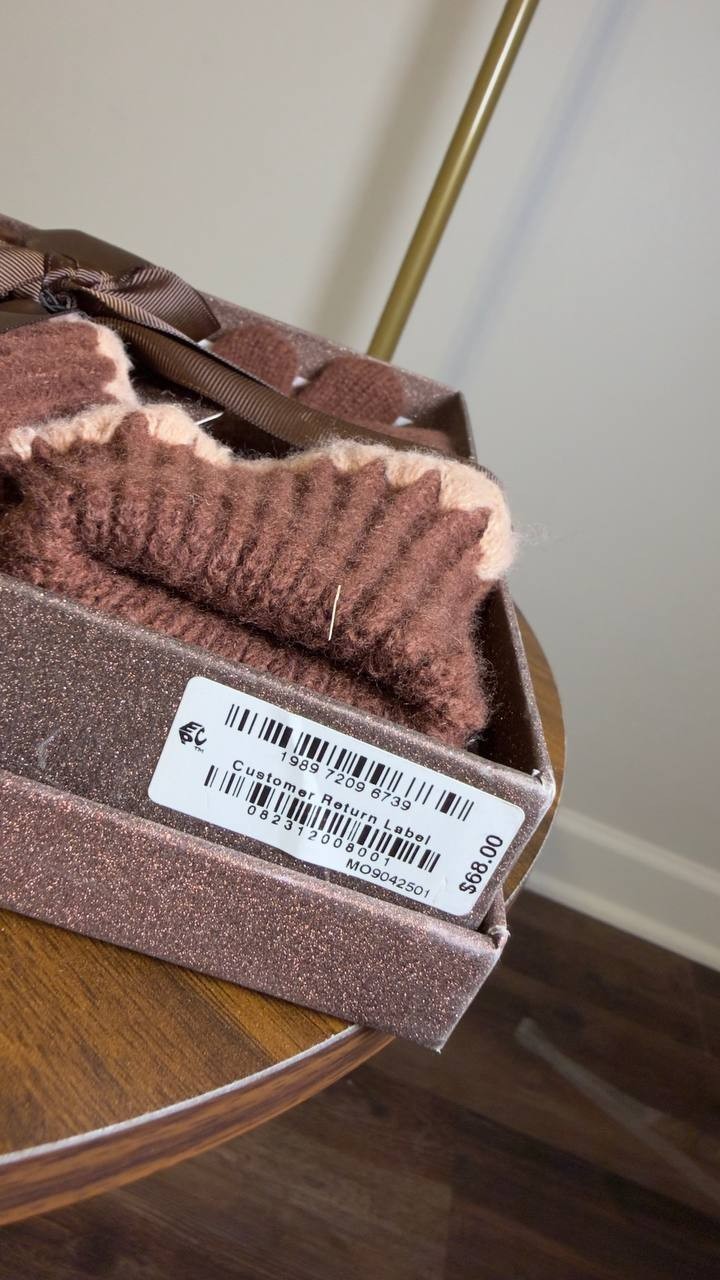 On  34th  Ribbed  Beanie  &  Gloves  Boxed  Set  Brown  One  Size  NWT  $68 