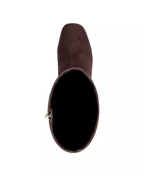 Easy Spirit Danilyn Tall Block Heel Boots Dark Brown 7M Textile $159 NWB