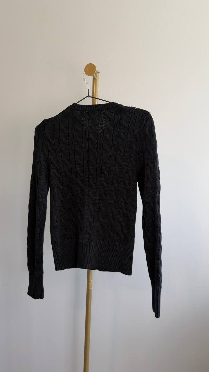 Polo Ralph Lauren Cable-Knit Cotton Crewneck Cardigan Black S NWT $228