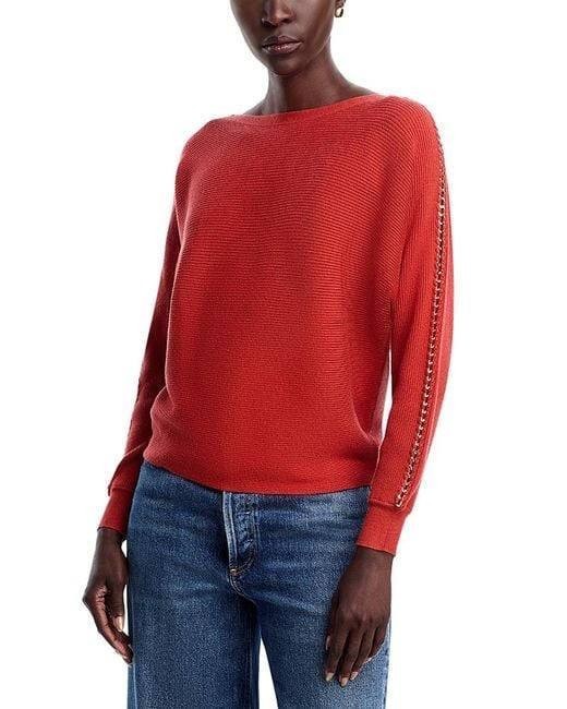T Tahari Ribbed Embellished Dolman‑Sleeve Sweater Baked Cherry XS NWT $88