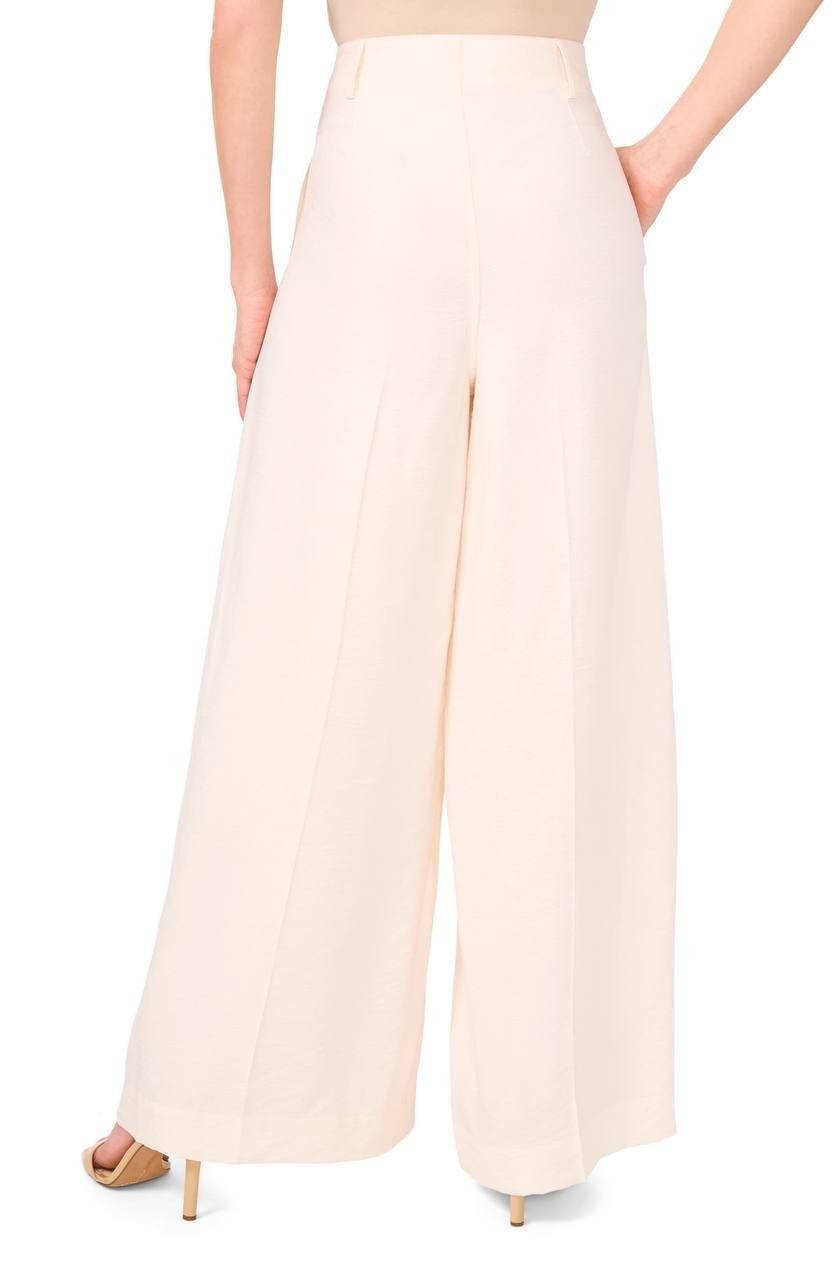 CeCe Pleated High‑Waist Wide‑Leg Pants Ivory size 4 NWT Modern Chic msrp$119