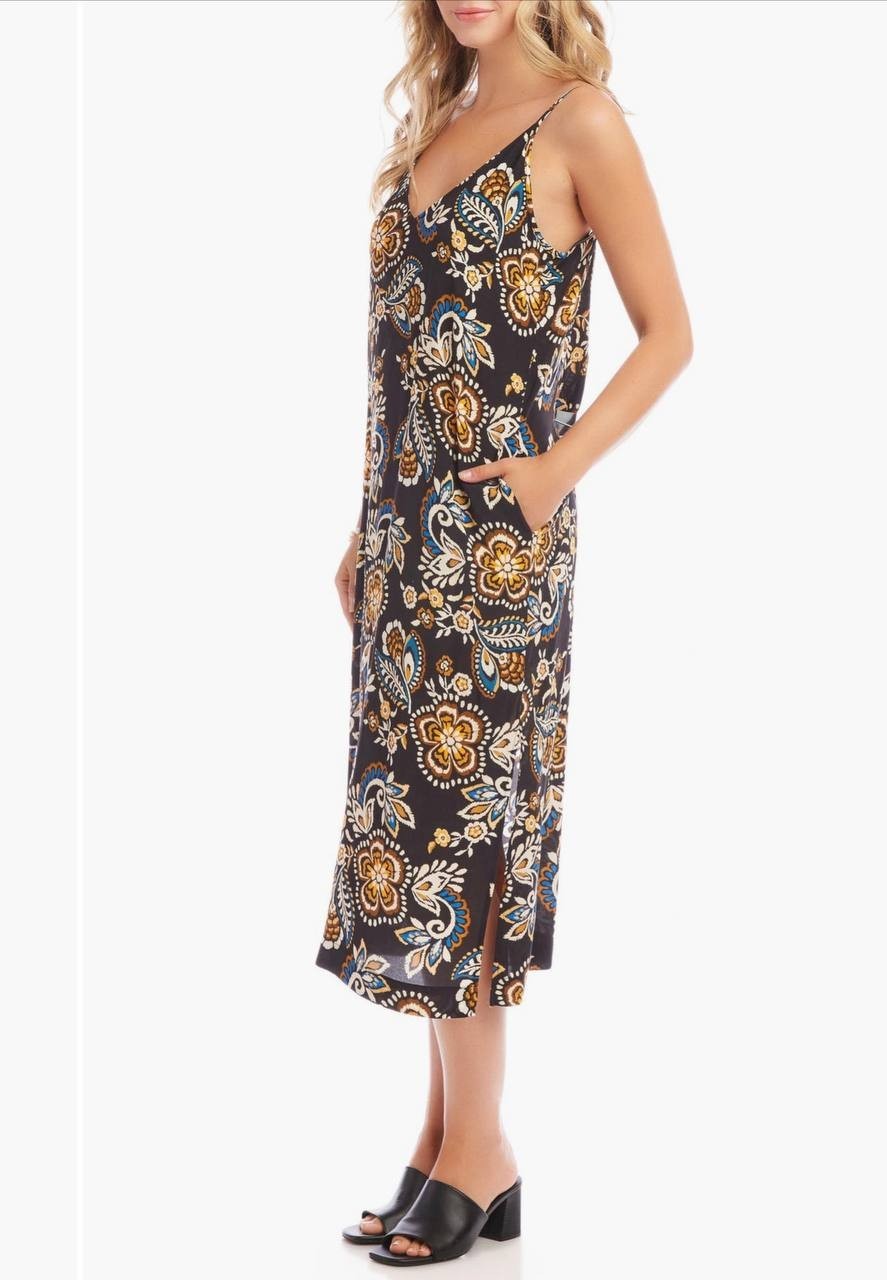 Karen Kane Floral Sleeveless Crepe Midi Dress Multicolor S NWT $148