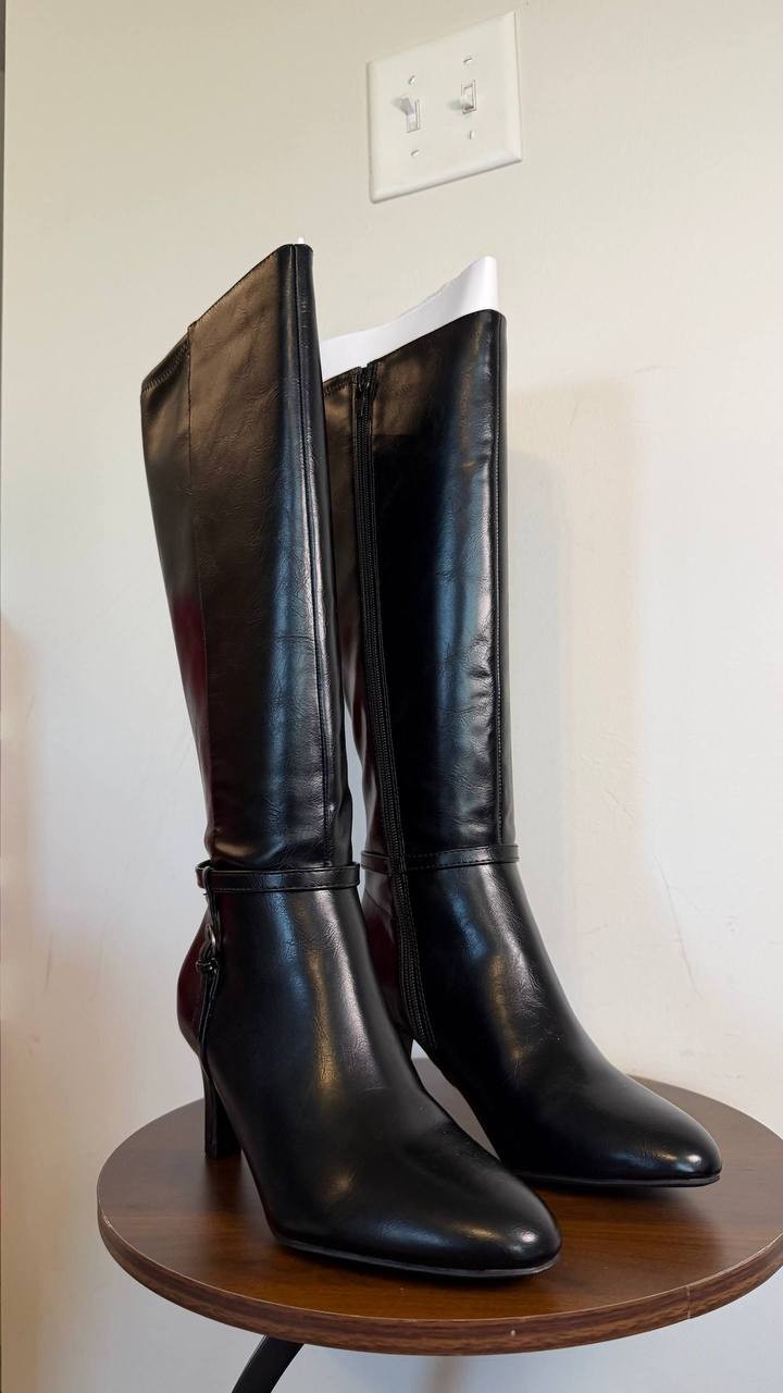 LifeStride Guild Knee High Dress Boots Black 7.5W Man‑Made $129.99 NWB