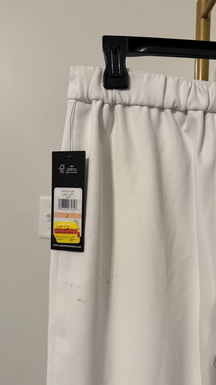 Karl Lagerfeld Pants Floral Embroidery Cotton White 2 NWT